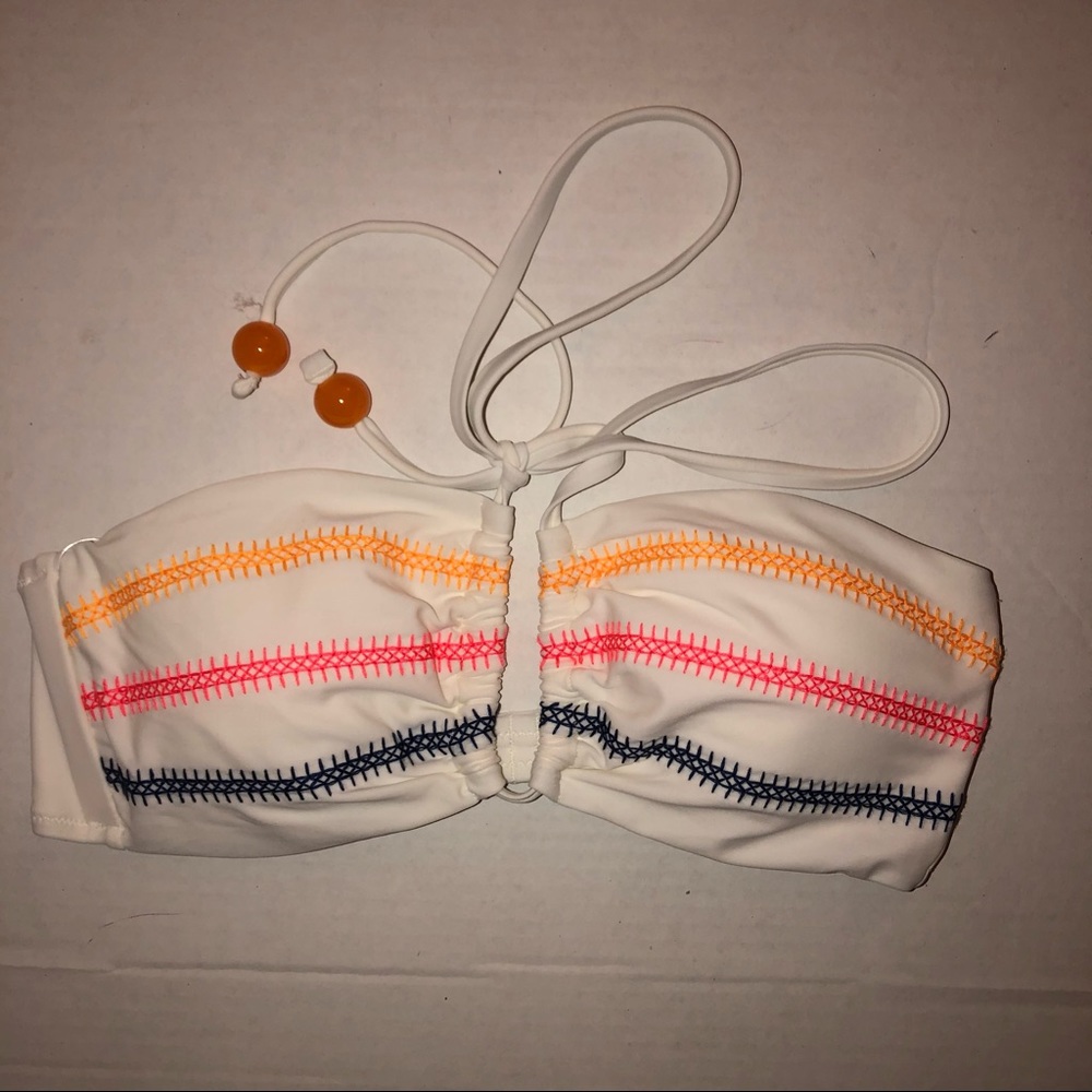 NWOT aerie embroidered bandeau halter bikini top